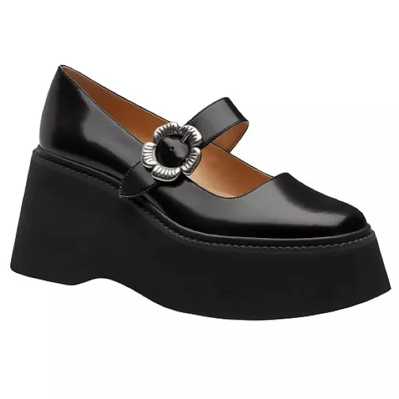 NEW COACH Women's Tea Rose Platform Mary Janes in black size 6 shoes - Picture 11 of 11